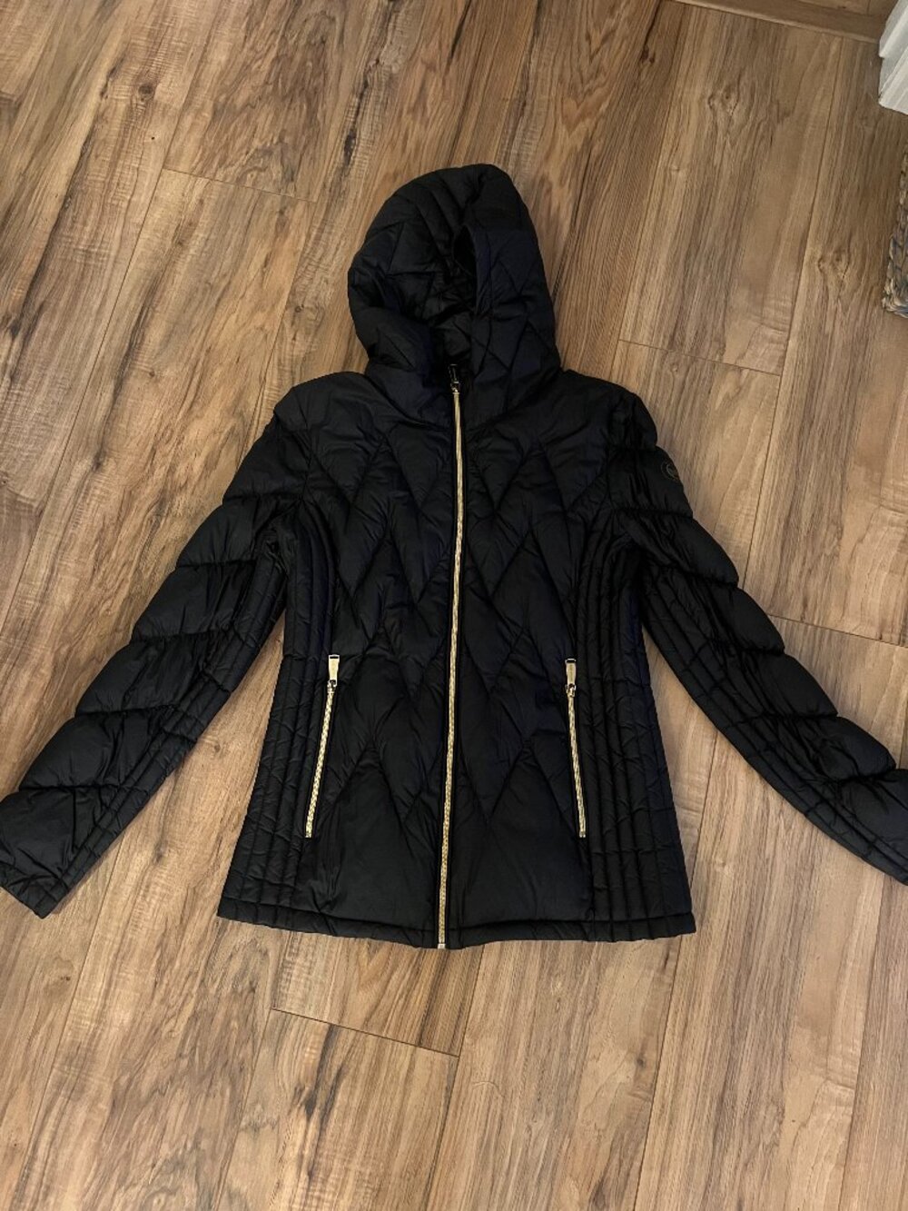 Michael Kors Black Quilted Packable Down Fill Coat